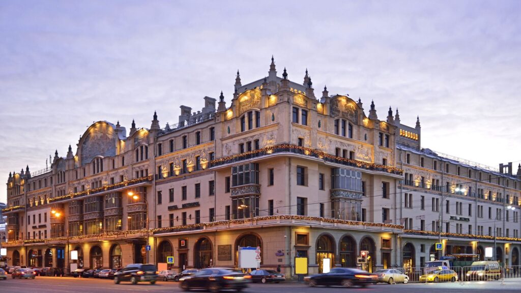 Metropol Moscow Hotel on a winter morning (built in 1899-1907)