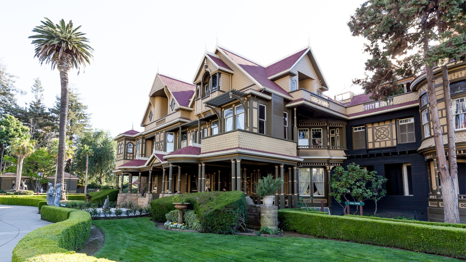 San Jose, California, USA - March 29, 2018: Exterior of Winchester Mystery House. The Winchester Mystery House was once the personal residence of Sarah Winchester.