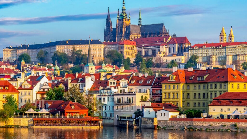 St. Vitus cathedral in Hradcany castle over Lesser town, Prague, Czech Republic