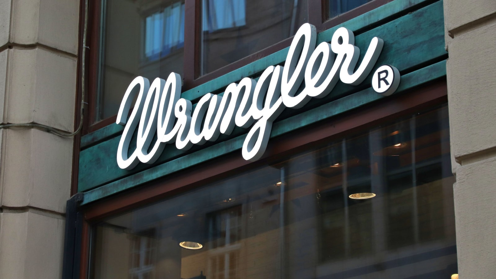Wrangler sign on a store