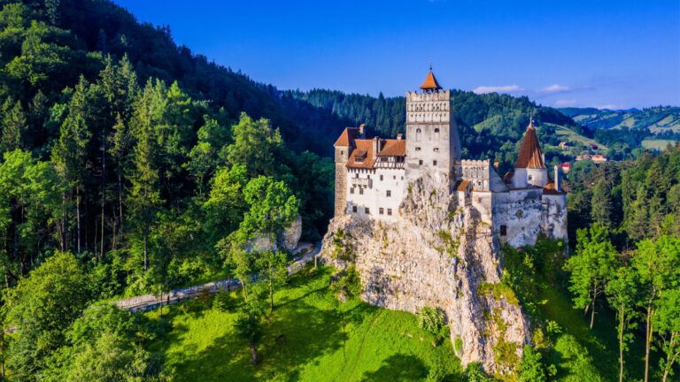 Brasov, Transylvania. Romania. The medieval Castle of Bran, known for the myth of Dracula.