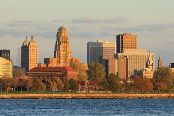 The Buffalo, New York skyline across Niagara River