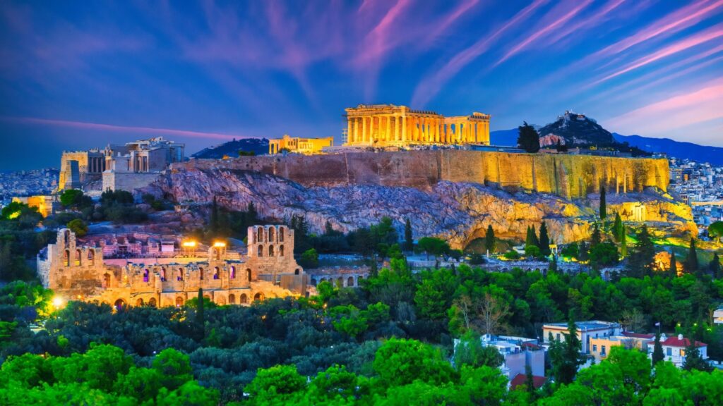 Aerial view of Acropolis of Athens, Greece