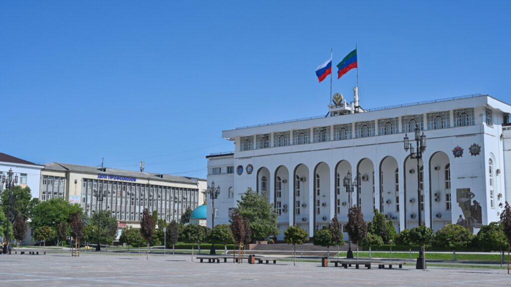 Republic Government House at Lenin Square in Makhachkala, Dagestan Republic of Russia