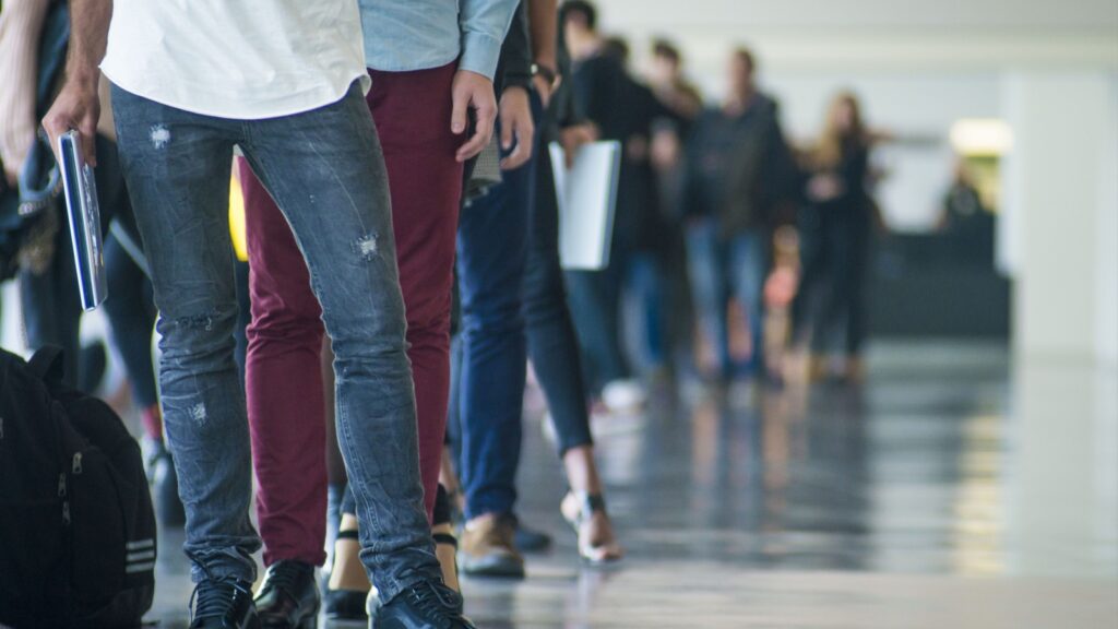 Shoes of people doing a line in a casting for a catwalk - Barcelona