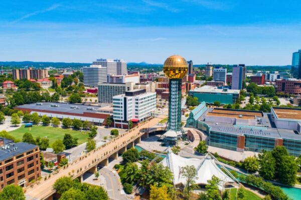 Knoxville, Tennessee, USA Downtown Skyline Aerial.