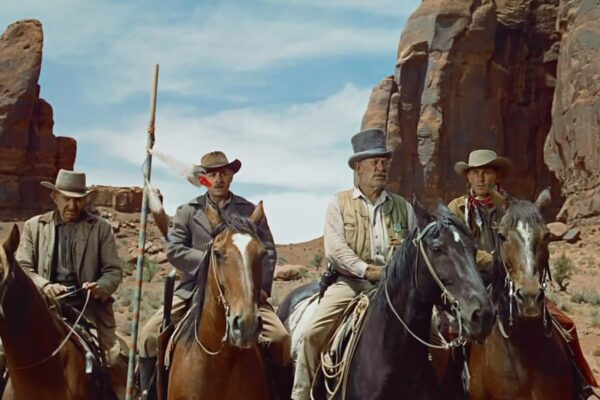 Ward Bond, Ken Curtis, John Qualen, and William Steele in The Searchers (1956)