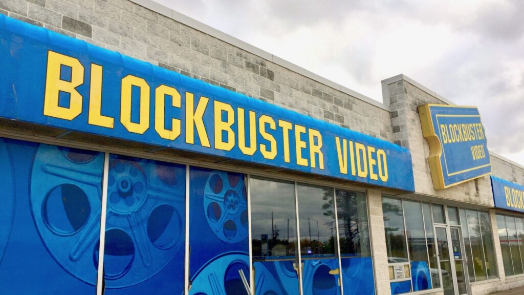 Owen Sound, Ontario / Canada - October 12 2019: Out of business Blockbuster in Owen SOund